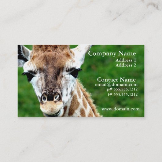 Giraffen-Foto-Geschäfts-Karte Visitenkarte (Vorderseite)