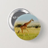 Giraffen-gehende Masai-Mara-Ebenen, Kenia-Knopf Button (Vorne & Hinten)