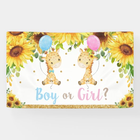 Giraffen Gender Reveal Baby Shower Boy oder Girl Banner (Horizontal)
