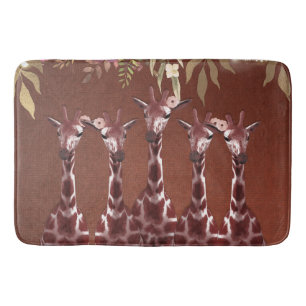 Giraffen Giraffe Blumen Rustikal Braun Safari Chic Badematte