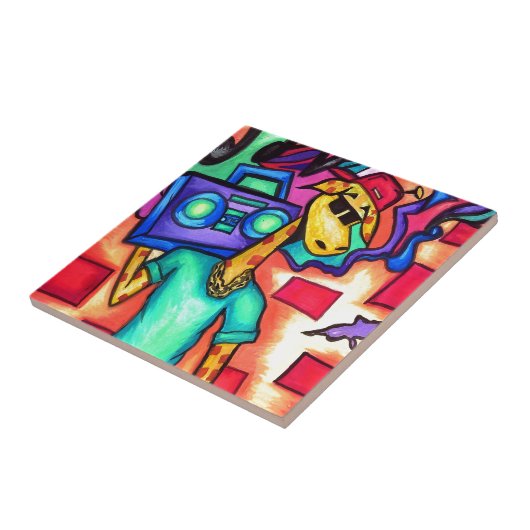 Giraffen-Graffitikünstler Fliese (Seite)