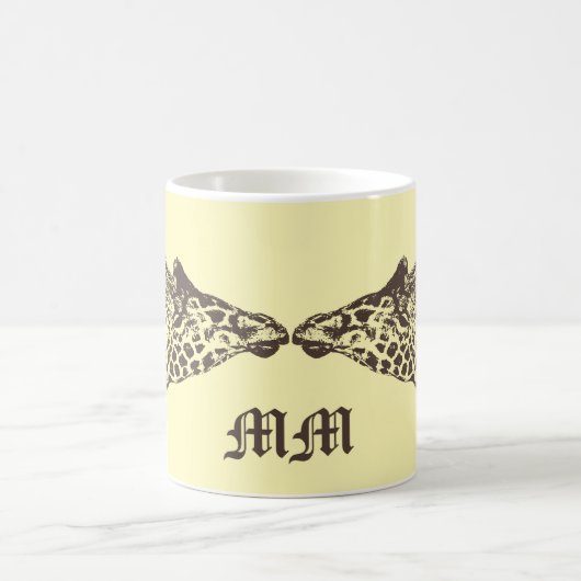 Giraffen Illustration Blassgelbe Tasse (Mittel)