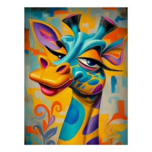Giraffen Illustration – Bunte Fantasie Giraffe Poster