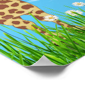 Giraffen im Gras mit Wolken Poster (Ecke)
