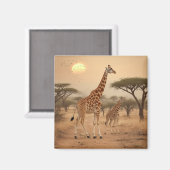 Giraffen in Afrika Magnet (Vorderseite/Rückseite)
