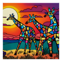 Giraffen in der Savanna Unter dem Abend Sonne