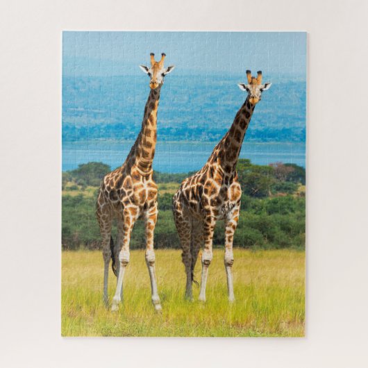 Giraffen in der Savanne, Uganda Puzzle (Vertikal)