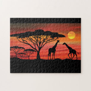 Giraffen in einem Serengeti Sunset Puzzle