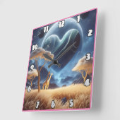 Giraffen in einer kosmischen Landschaft Quadratische Wanduhr (Winkel)