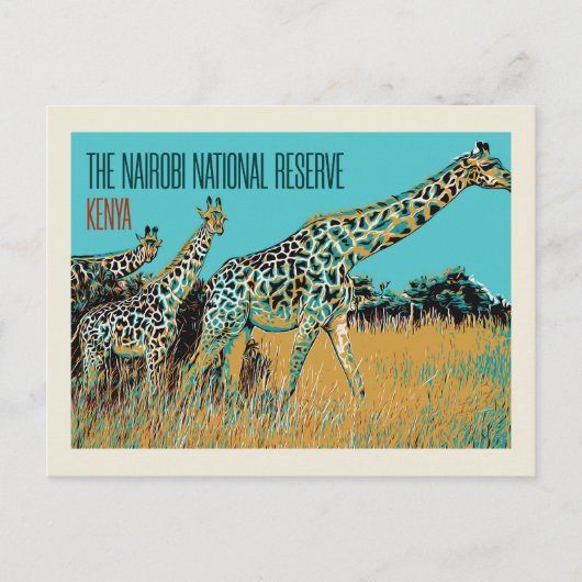 Giraffen in Kenia im Nairobi-Nationalreservat Postkarte (Vorderseite)