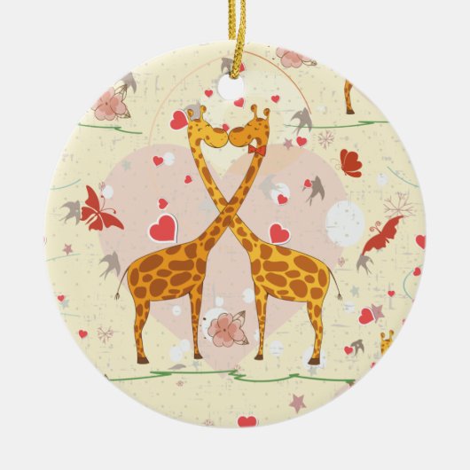 Giraffen in Liebe Keramikornament (Vorne)