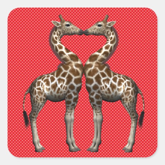 Giraffen in Liebe Quadratischer Aufkleber (Vorderseite)