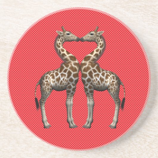 Giraffen in Liebe Sandstein Untersetzer (Vorne)