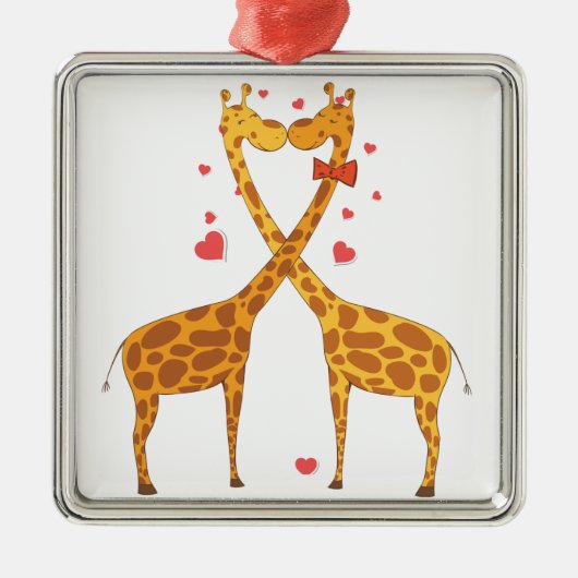 Giraffen in Liebe Silbernes Ornament (Vorne)