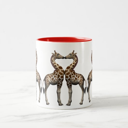 Giraffen in Liebe Zweifarbige Tasse (Mittel)