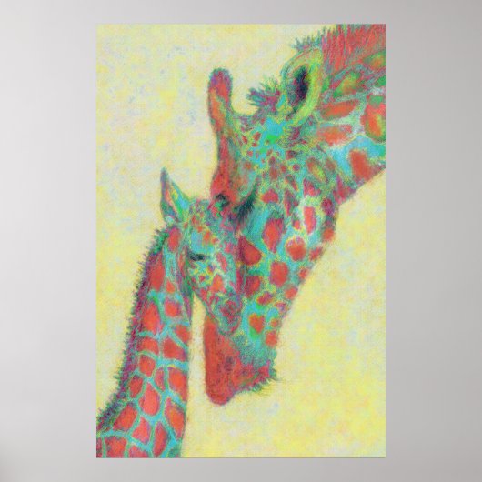 Giraffen in Orange und Aqua Poster (Vorne)