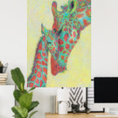 Giraffen in Orange und Aqua Poster (Heimbüro)
