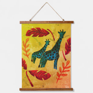Giraffen Journeying Artwork Wandteppich Mit Holzrahmen