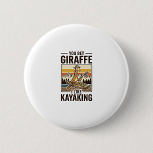Giraffen-Kajakfahren Vintage Lustiges T-Shirt Desi Button