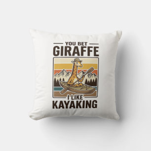 Giraffen-Kajakfahren Vintage Lustiges T-Shirt Desi Kissen