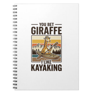 Giraffen-Kajakfahren Vintage Lustiges T-Shirt Desi Notizblock
