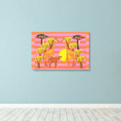 Giraffen, Kamel und ein Vogel gepanzert Canvas Leinwanddruck (Insitu (Holzboden))