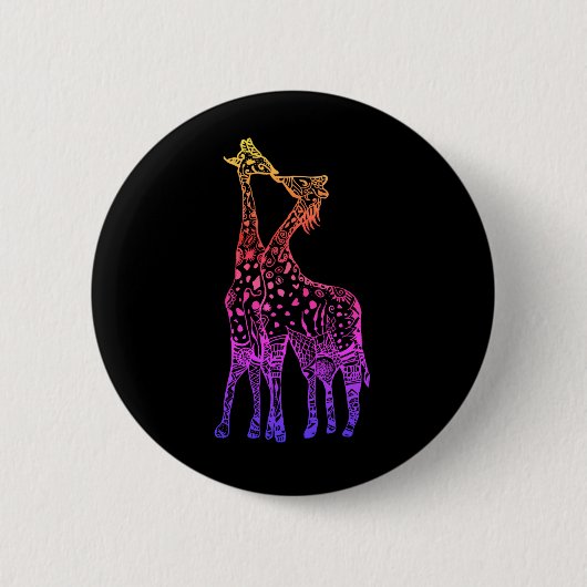 Giraffen Kiss farbenfrohe Kunst Rund Abzeichen Button (Vorderseite)