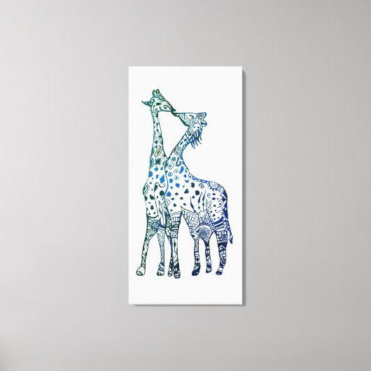 Giraffen Kiss Zeichnend Single Print Leinwanddruck (Vorderseite)