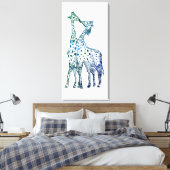 Giraffen Kiss Zeichnend Single Print Leinwanddruck (Insitu (Schlafzimmer))