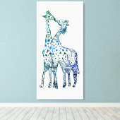 Giraffen Kiss Zeichnend Single Print Leinwanddruck (Insitu (Holzboden))