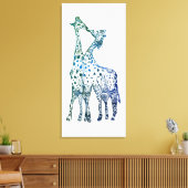 Giraffen Kiss Zeichnend Single Print Leinwanddruck (Insitu (Wohnzimmer))