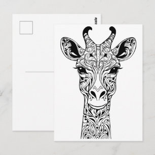 Giraffen-Kopf- Kritzelzeichnung. Kritzelzeichnung. Postkarte
