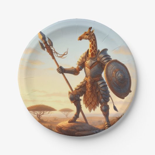 Giraffen Krieger Pappteller (Vorderseite)