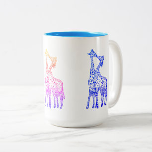 Giraffen küssen das Zeichnen von 444 ml Zwei-Ton Zweifarbige Tasse