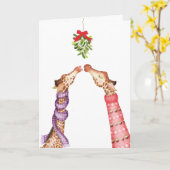 Giraffen küssen unter der Weihnachtskarte mistleto Karte (Gelbe Blume)