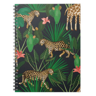 Giraffen, Leoparden, vintage Tiermuster. Notizblock