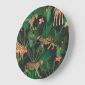 Giraffen, Leoparden, Vintages Tiermuster. Große Wanduhr (Winkel)