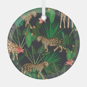 Giraffen, Leoparden, Vintages Tiermuster. Ornament Aus Glas