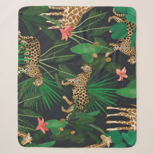 Giraffen, Leoparden, Vintages Tiermuster. Sherpadecke