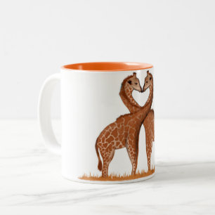 Giraffen-Liebe-Herz-Tassen Zweifarbige Tasse