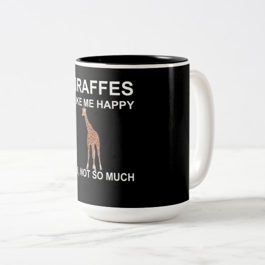 Giraffen machen mich glücklich, nicht so sehr zweifarbige tasse (VorderseiteRechts)