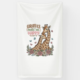 Giraffen machen mich glücklich Vintage-Blumen-Shir Banner