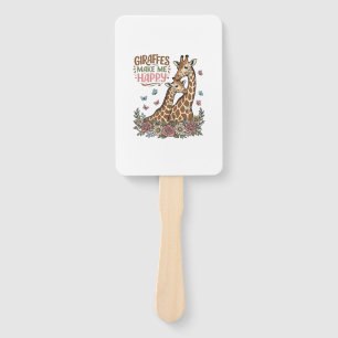 Giraffen machen mich glücklich Vintage-Blumen-Shir Fächer