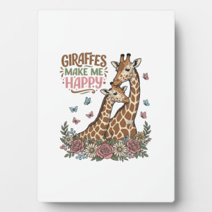 Giraffen machen mich glücklich Vintage-Blumen-Shir Fotoplatte