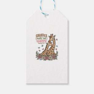 Giraffen machen mich glücklich Vintage-Blumen-Shir Geschenkanhänger