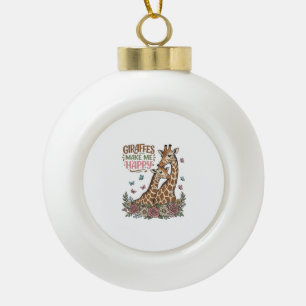 Giraffen machen mich glücklich Vintage-Blumen-Shir Keramik Kugel-Ornament