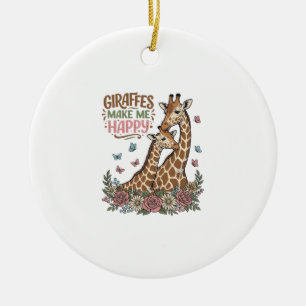Giraffen machen mich glücklich Vintage-Blumen-Shir Keramik Ornament