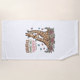 Giraffen machen mich glücklich Vintage-Blumen-Shir Strandtuch