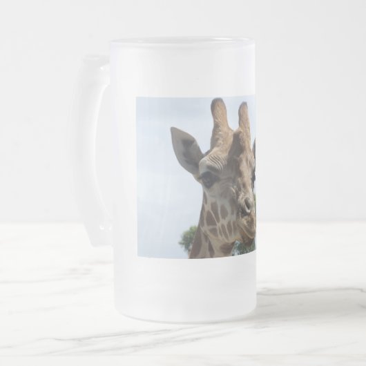 Giraffen-mattierte Glasbier-Tasse Mattglas Bierglas (Vorderseite Links)