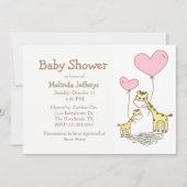 Giraffen mit Balloons Baby Shower Einladung (Vorderseite)